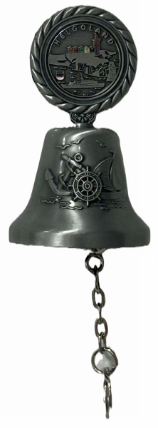 Metall-Magnet Schiffsglocke mit Helgoland-Ziermünze