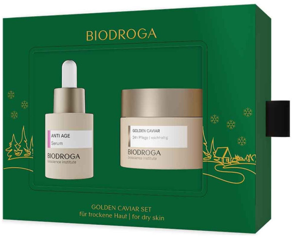Biodroga Golden Caviar Set: 24h Pflege reichhaltig + Anti Age Serum