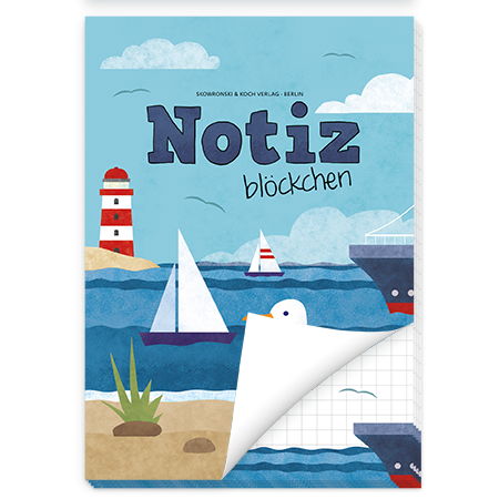 Notizblöckchen "Segelboot und Möwe" DIN A6